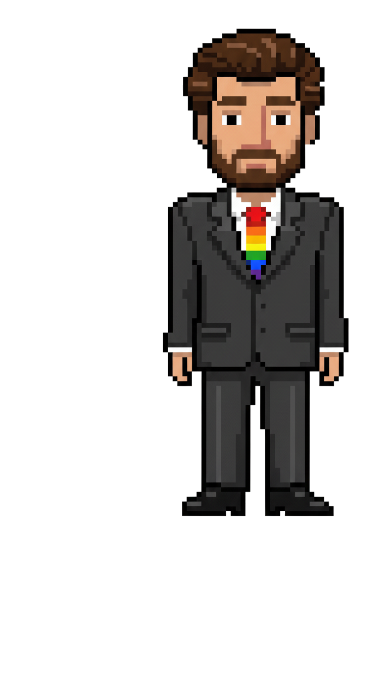 vibe check — pixel-art operator mascot in a suit